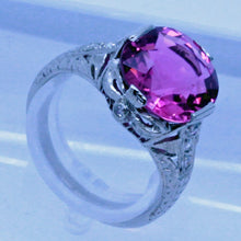 Antique Art Deco Ring Platinum Pink Tourmaline Diamonds Engagement Ring (7076)