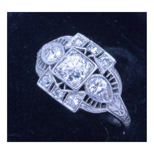 Antique Edwardian Ring Platinum Diamonds Engagement Wedding Ring early 20C(7082)