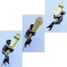 Antique Tie Pin Brooch gold silver enamel Jockey horse rider lamp Unisex (7085