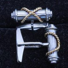 TIFFANY & CO Vintage Cable Cufflinks 18k Gold Sterling Silver Unisex (7086)