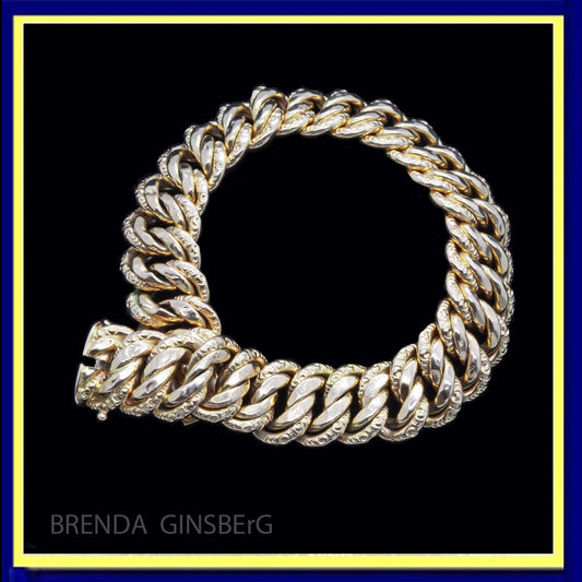 Antique Victorian 18k Gold Wide Chain Bracelet Unisex Unisex French (7087)