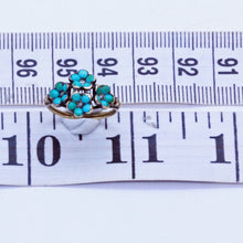 Antique Victorian Ring 18k Gold Silver Turquoise Diamonds French Romantic (7088)