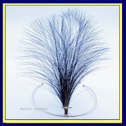 Antique Edwardian Art Deco Aigrette Tiara Gold Diamonds Feathers BlackWhite(7119)
