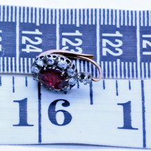Antique Victorian Earrings 18k Gold, Silver, Garnets, Diamonds, French (7109)