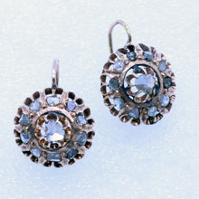 Antique Earrings 14k Gold Rose-cut Diamonds Russian St Petersburg (7113)
