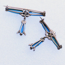 Antique Early Victorian Pair Brooches 18k Gold Turquoise Diamonds Silver (7105)