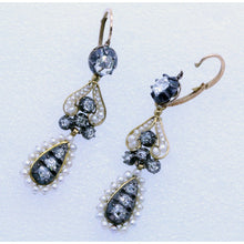 Georgian Set Earrings Necklace 18k Gold Diamonds Pearls French Bridal (7098)