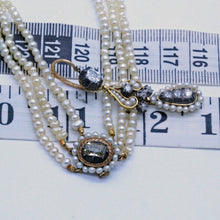 Georgian Set Earrings Necklace 18k Gold Diamonds Pearls French Bridal (7098)