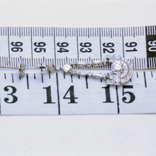 Antique French Art Deco Earrings Platinum Diamonds Dangle Drop Ear Pendants(7107)