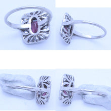 Antique French Ring Platinum Diamonds Garnet Belle Epoque Art Deco (7110)