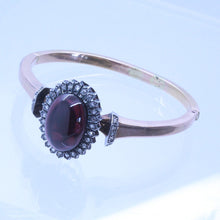 Antique Victorian Bangle Bracelet 18k Gold Diamonds Garnet French Appraisal(7111)