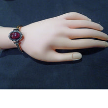 Antique Victorian Bangle Bracelet 18k Gold Diamonds Garnet French Appraisal(7111)