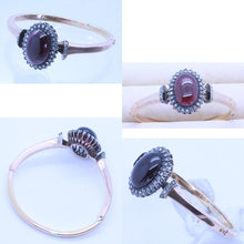 Antique Victorian Bangle Bracelet 18k Gold Diamonds Garnet French Appraisal(7111)