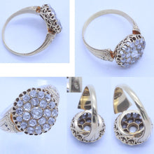 Antique early Victorian Ring 18k Gold Diamonds French Unisex (7112)