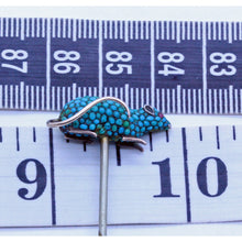 Antique Victorian Mouse Stick Pin Tie Brooch Gold Silver Turquoise Garnet (7114)