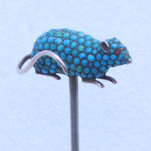 Antique Victorian Mouse Stick Pin Tie Brooch Gold Silver Turquoise Garnet (7114)