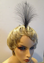 Antique Edwardian Art Deco Aigrette Tiara Gold Diamonds Feathers BlackWhite(7119)