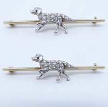 Antique Brooch Victorian Dog Diamonds 14k Gold Platinum Retriever Pointer (5895)