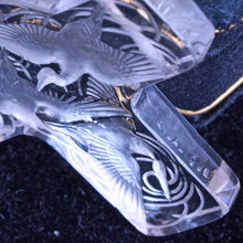 R. Lalique Antique Glass Pendant Storks Cignognes 1919 Gold Chain Unisex (7123)