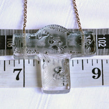 R. Lalique Antique Glass Pendant Storks Cignognes 1919 Gold Chain Unisex (7123)