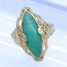 Chinese Ring 22k Gold Jade Dragons Foo Dogs Antique Vintage Unisex (7125)