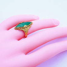 Chinese Ring 22k Gold Jade Dragons Foo Dogs Antique Vintage Unisex (7125)