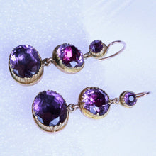 Antique Georgian Earrings Ear Pendants 15ct Gold Amethysts c1790 English (7126)