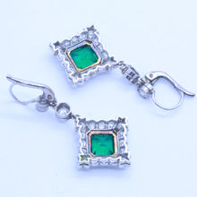 Antique Earrings Platinum Diamonds Emeralds Colombia w Certificates (7128)