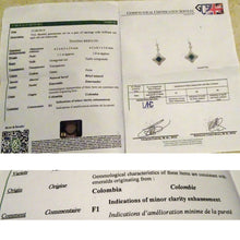 Antique Earrings Platinum Diamonds Emeralds Colombia w Certificates (7128)