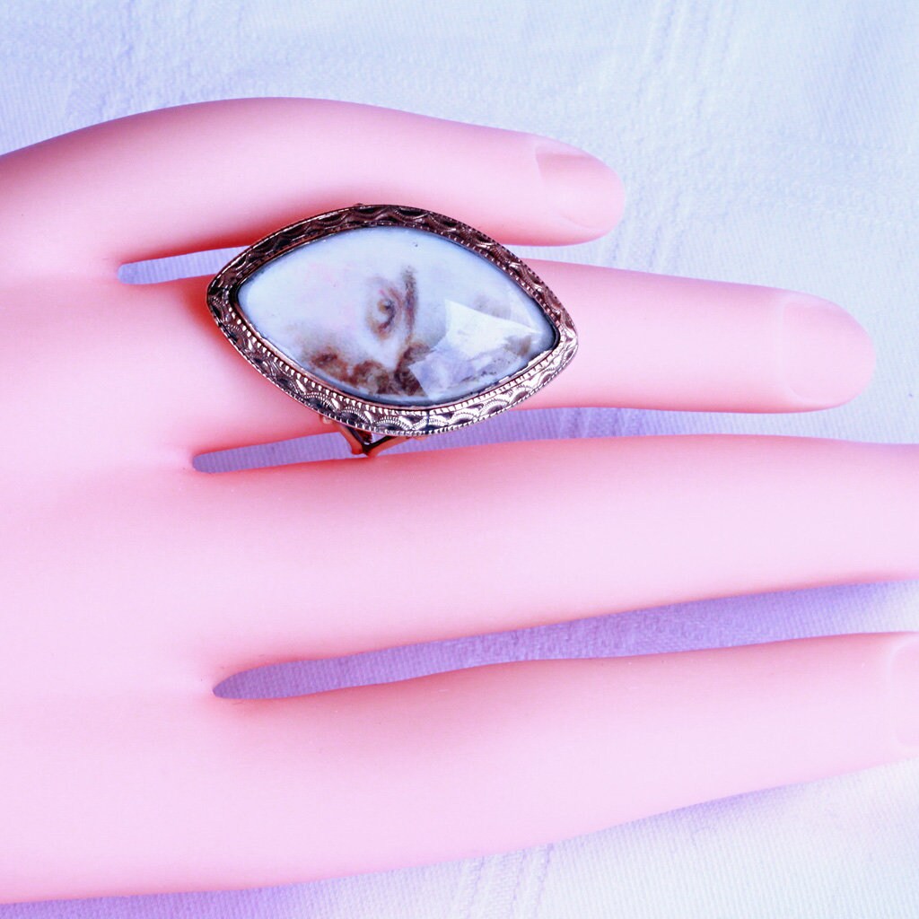 Antique Georgian Ring Miniature Eye Portrait 15ct Rose Gold Eye Miniature (7132)