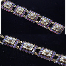 Antique Victorian Bracelet 18k Gold Garnets Pearls Enamel Signed PM (7122)