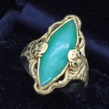 Chinese Ring 22k Gold Jade Dragons Foo Dogs Antique Vintage Unisex (7125)