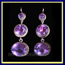 Antique Georgian Earrings Ear Pendants 15ct Gold Amethysts c1790 English (7126)
