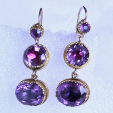 Antique Georgian Earrings Ear Pendants 15ct Gold Amethysts c1790 English (7126)