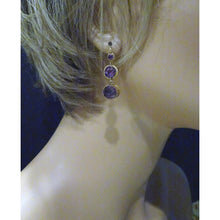 Antique Georgian Earrings Ear Pendants 15ct Gold Amethysts c1790 English (7126)