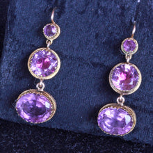 Antique Georgian Earrings Ear Pendants 15ct Gold Amethysts c1790 English (7126)