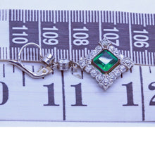 Antique Earrings Platinum Diamonds Emeralds Colombia w Certificates (7128)