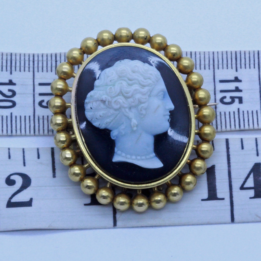 Carlo Giuliano Antique Cameo Brooch 18k Gold Carved Agate Victorian (7121)