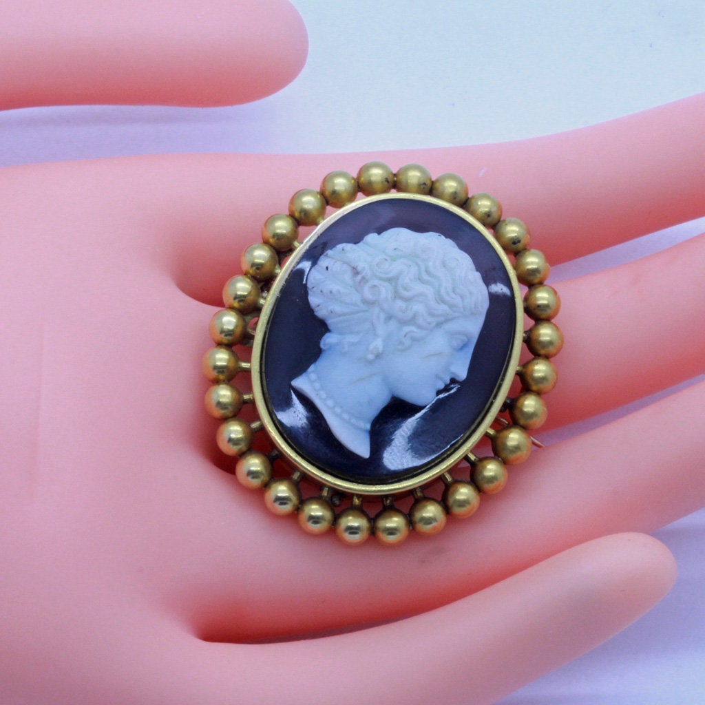 Carlo Giuliano Antique Cameo Brooch 18k Gold Carved Agate Victorian (7121)