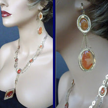 Antique Georgian Victorian Earrings Necklace Set 14k Gold Carnelian Italy (7143)