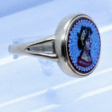 Antique Roman Micromosaic Ring 14k gold Portrait lady w foliage Unisex (7145)