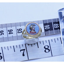 Antique Roman Micromosaic Ring 14k gold Portrait lady w foliage Unisex (7145)