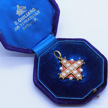 Carlo Giuliano Cross Pendant 18k Gold Natural Pearls Enamel original box (7146)