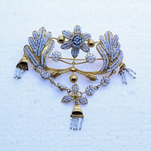 Antique Jewelry Set Earrings Brooch-Pendant Gold Natural Pearls Bridal (7155)