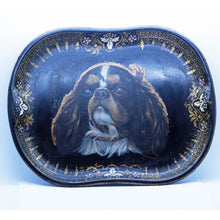 Antique Victorian Tole Tray Handpainted Cavalier King Charles Spaniel Dog (6904)