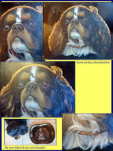 Antique Victorian Tole Tray Handpainted Cavalier King Charles Spaniel Dog (6904)