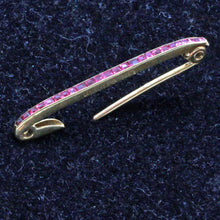 LACLOCHE FRES PARIS Antique Brooch 18k Gold Rubies Safety Pin Original Box (7141)