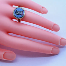 Antique Roman Micromosaic Ring 14k gold Portrait lady w foliage Unisex (7145)