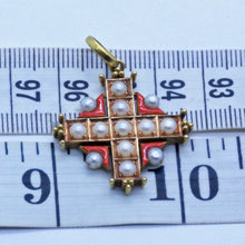 Carlo Giuliano Cross Pendant 18k Gold Natural Pearls Enamel original box (7146)