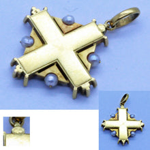 Carlo Giuliano Cross Pendant 18k Gold Natural Pearls Enamel original box (7146)